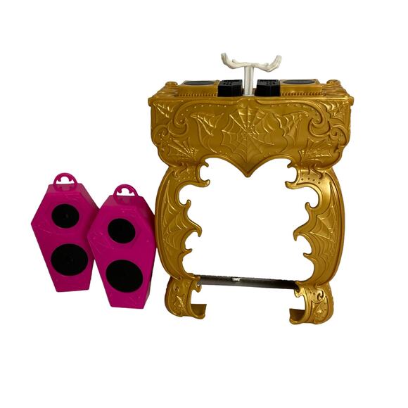 Monster High 13 WISHES Spectra’s Gold DJ Booth Turntables - Picture 1 of 4